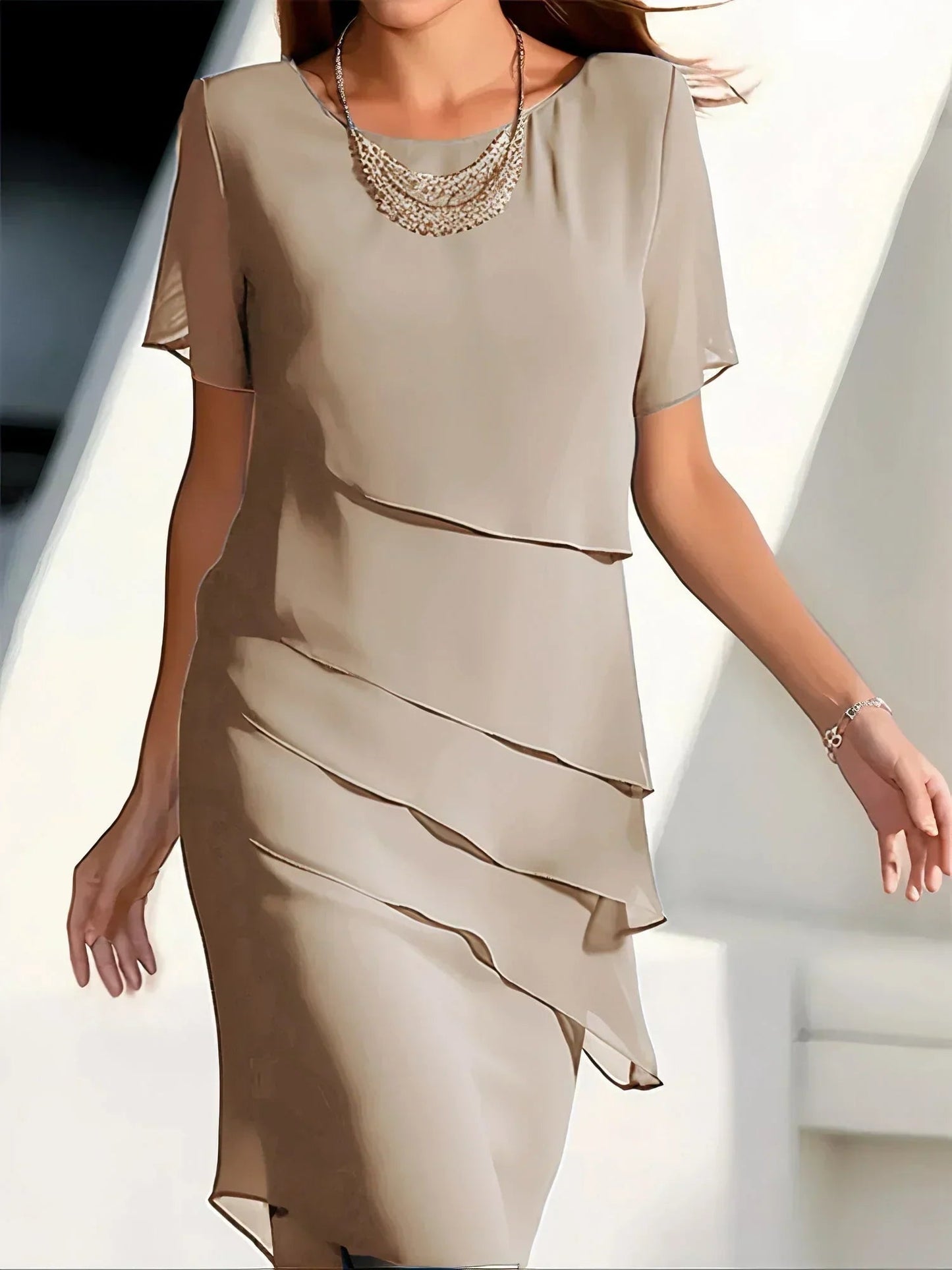 Image of Theresa | Women's Short Sleeve Tiered Midi Dress