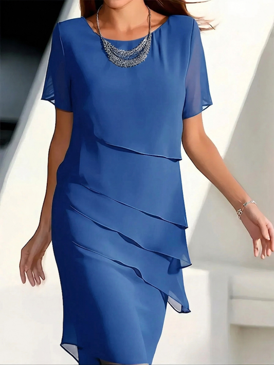 Theresa | Women's Short Sleeve Tiered Midi Dress - Image 1
