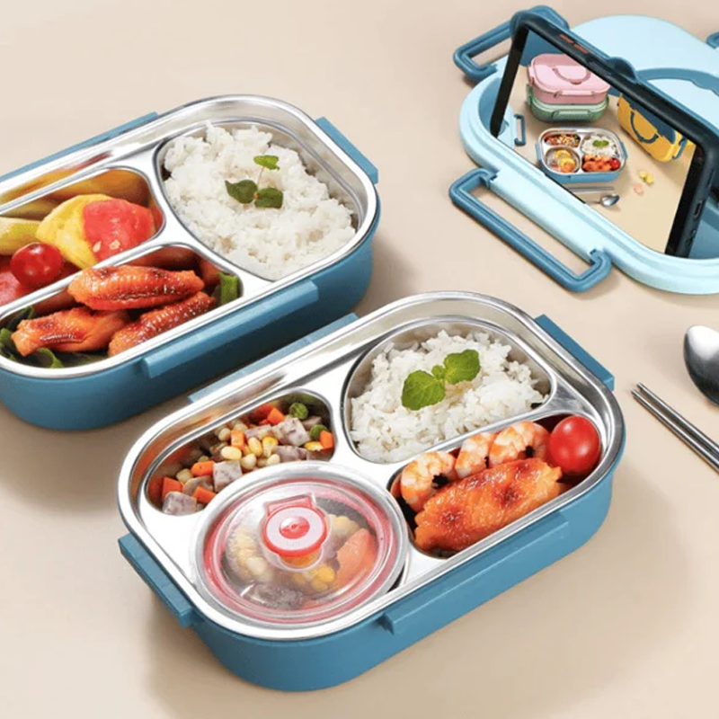 Thermo Lunch Box in Stainless Steel | Durable & Elegant – 3/4 Compartments