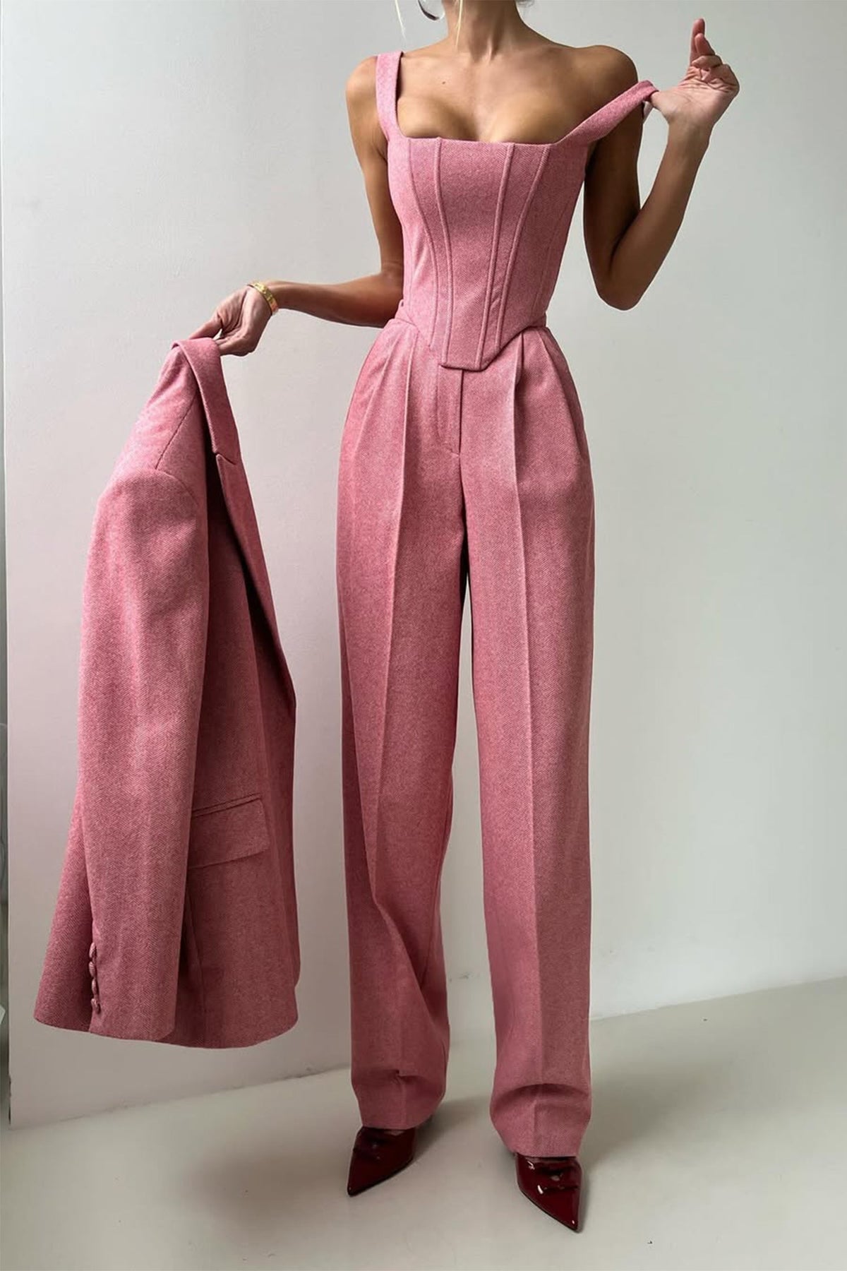 Three-Piece Set with Double-Breasted Blazer
