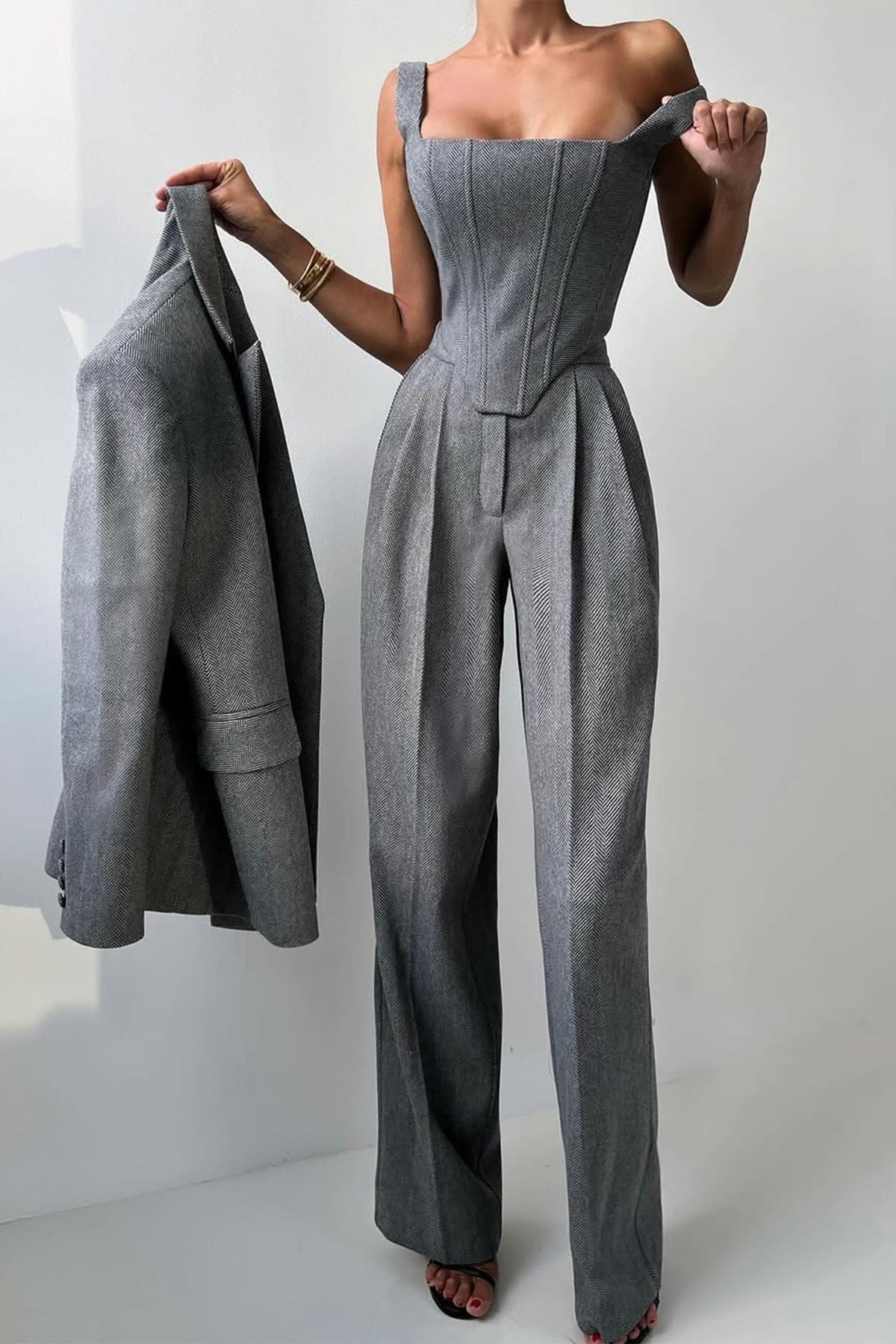 Three-Piece Set with Double-Breasted Blazer