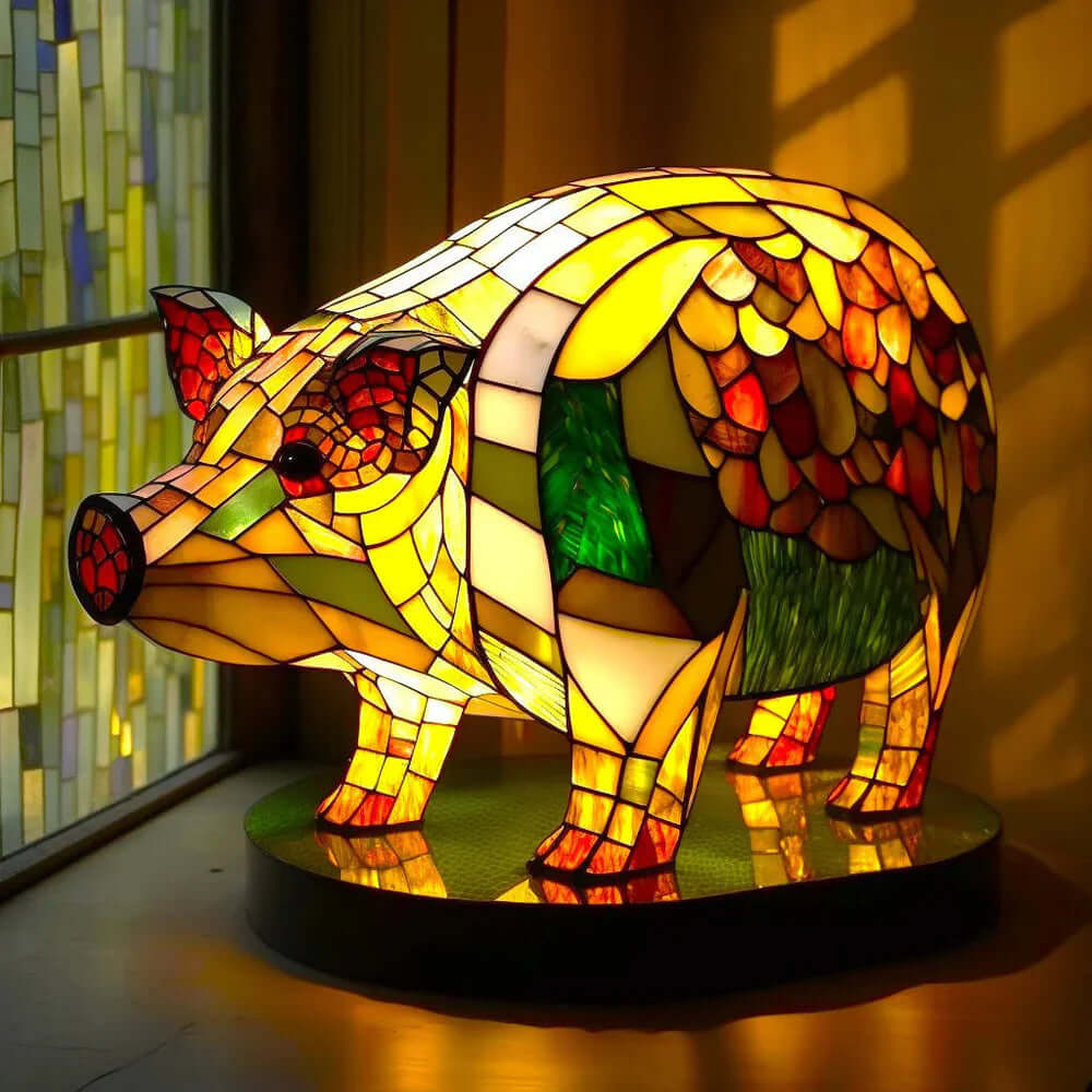 Tiffany Animal Lamps: Stained Glass Nightstand Lamp