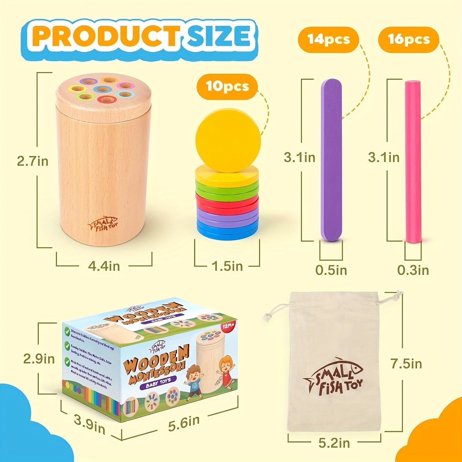 Toddler Wooden Learning Toy - 3-in-1 Color Sort & Coin Game