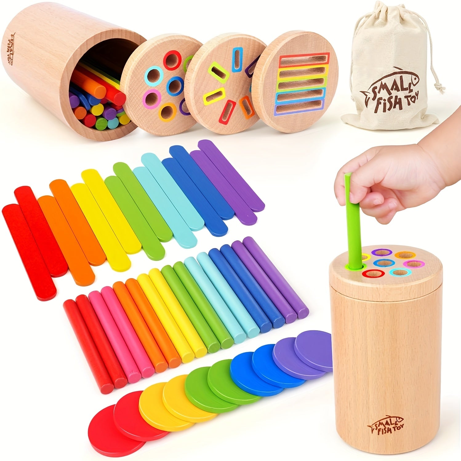 Toddler Wooden Learning Toy - 3-in-1 Color Sort & Coin Game