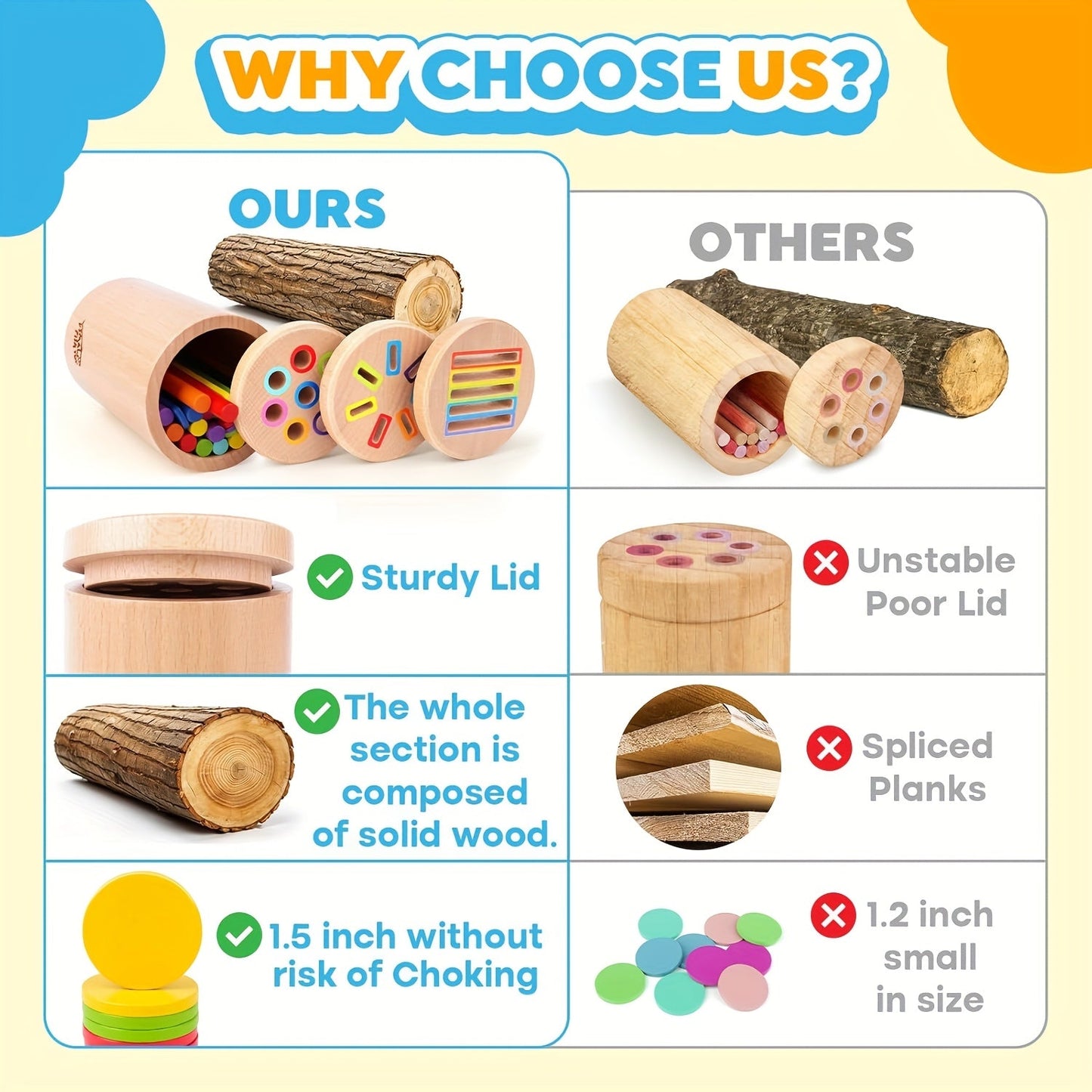 Toddler Wooden Learning Toy - 3-in-1 Color Sort & Coin Game