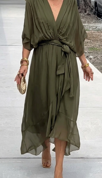 Tracy | Women's Wrap Midi Dress - Image 1