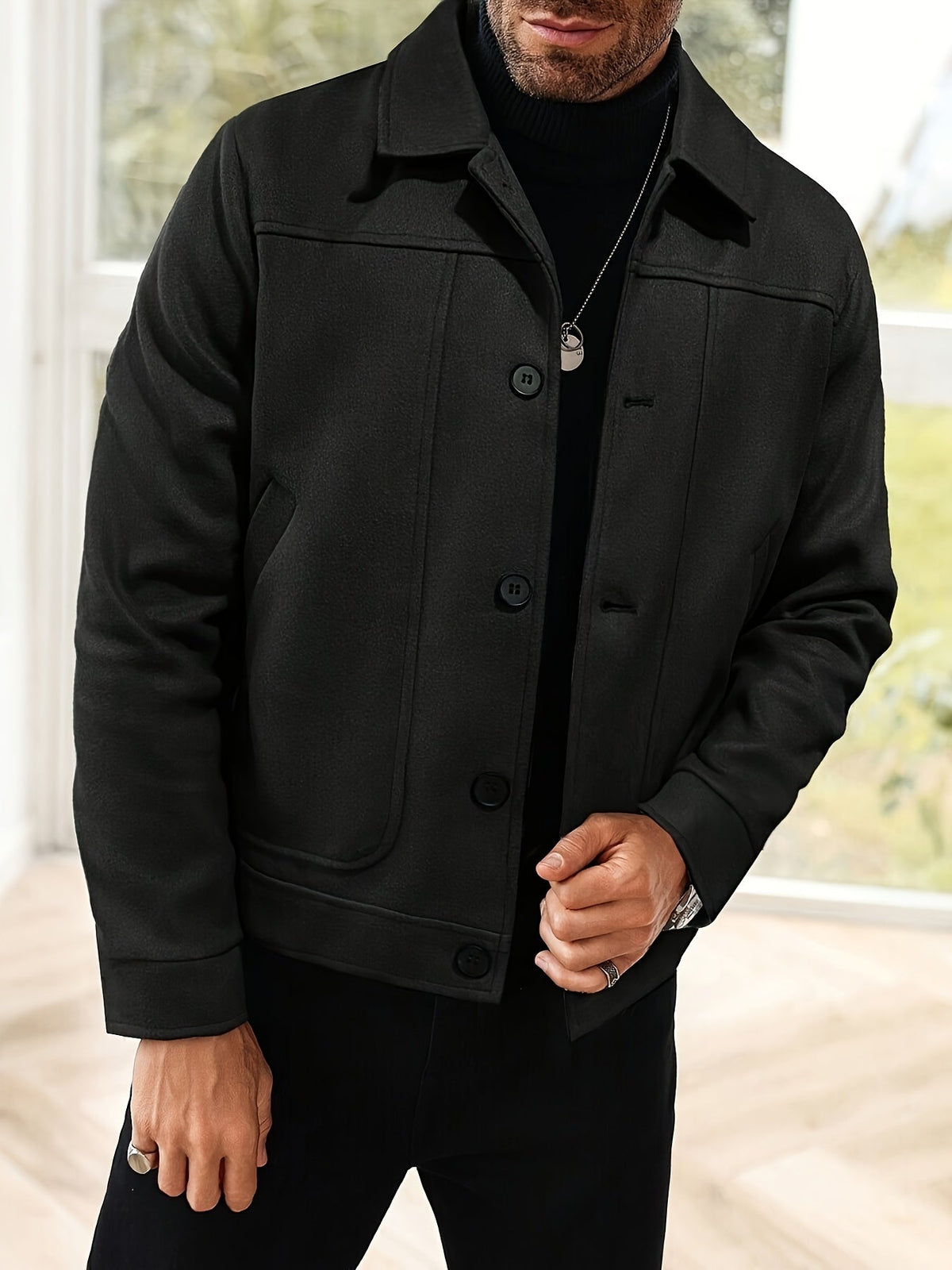 Transitional Jacket with Button Placket