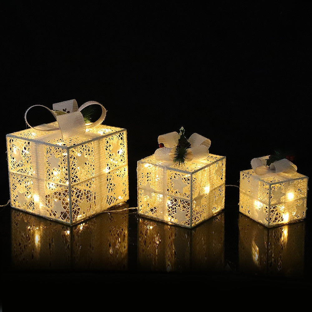 Transparent LED Light-Up Gift Boxes - Set of 3