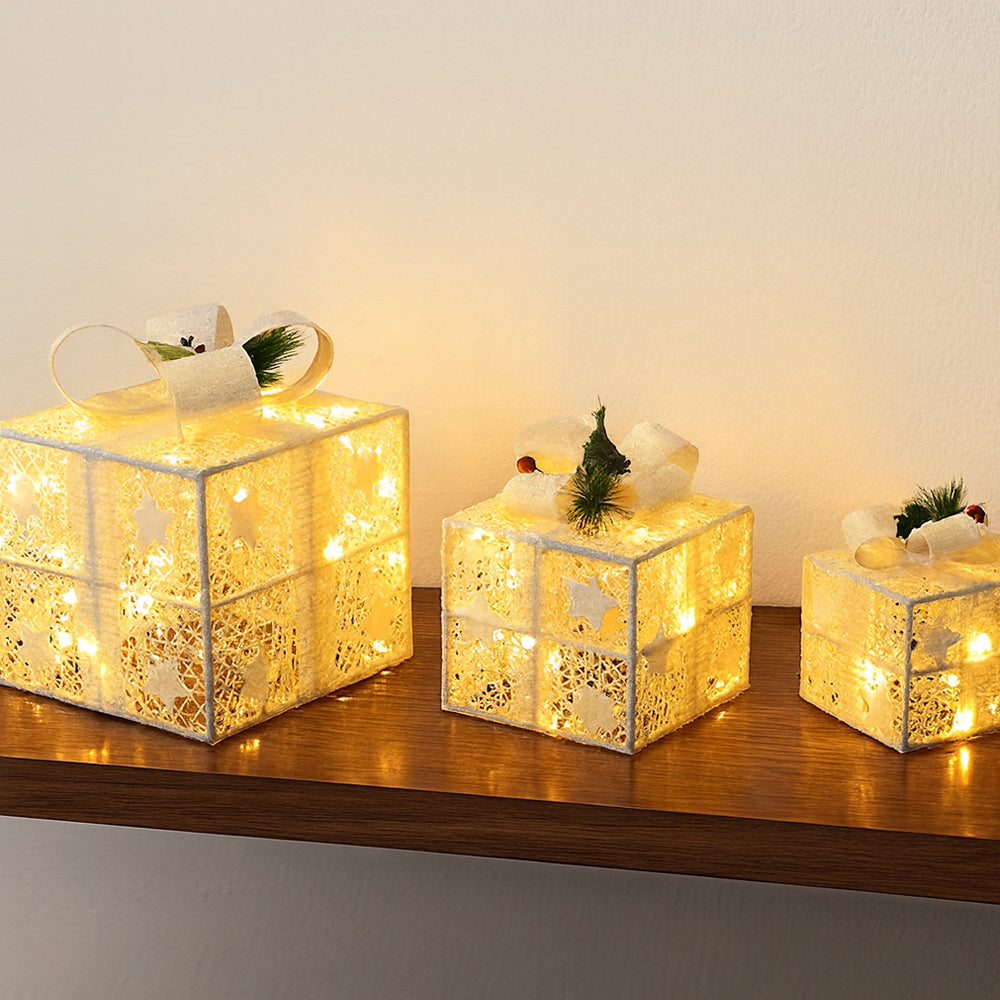 Transparent LED Light-Up Gift Boxes - Set of 3