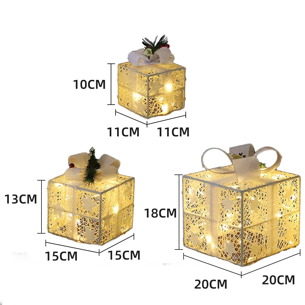 Transparent LED Light-Up Gift Boxes - Set of 3