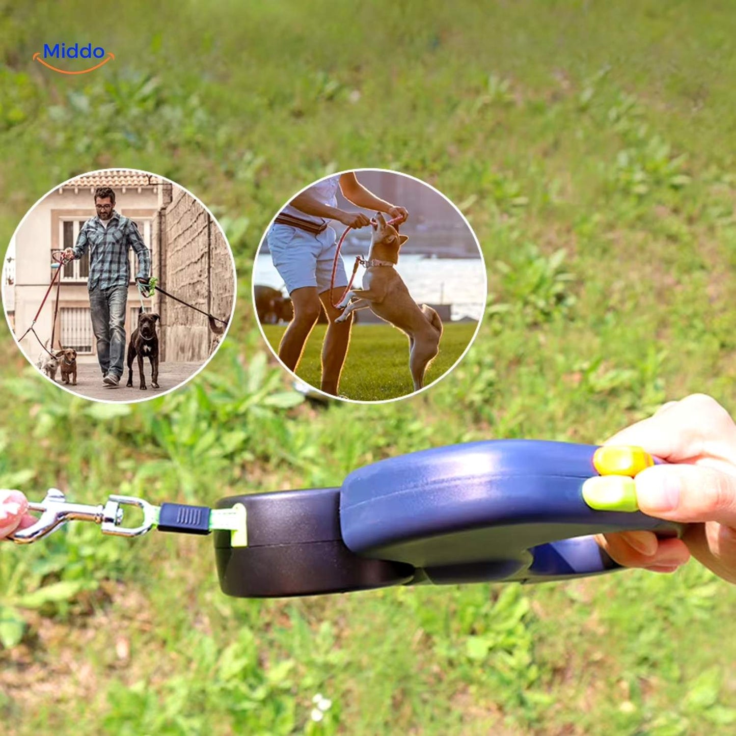 Twintails™ Easywalk | 2-in-1 Retractable Leash for Small and Medium Dogs