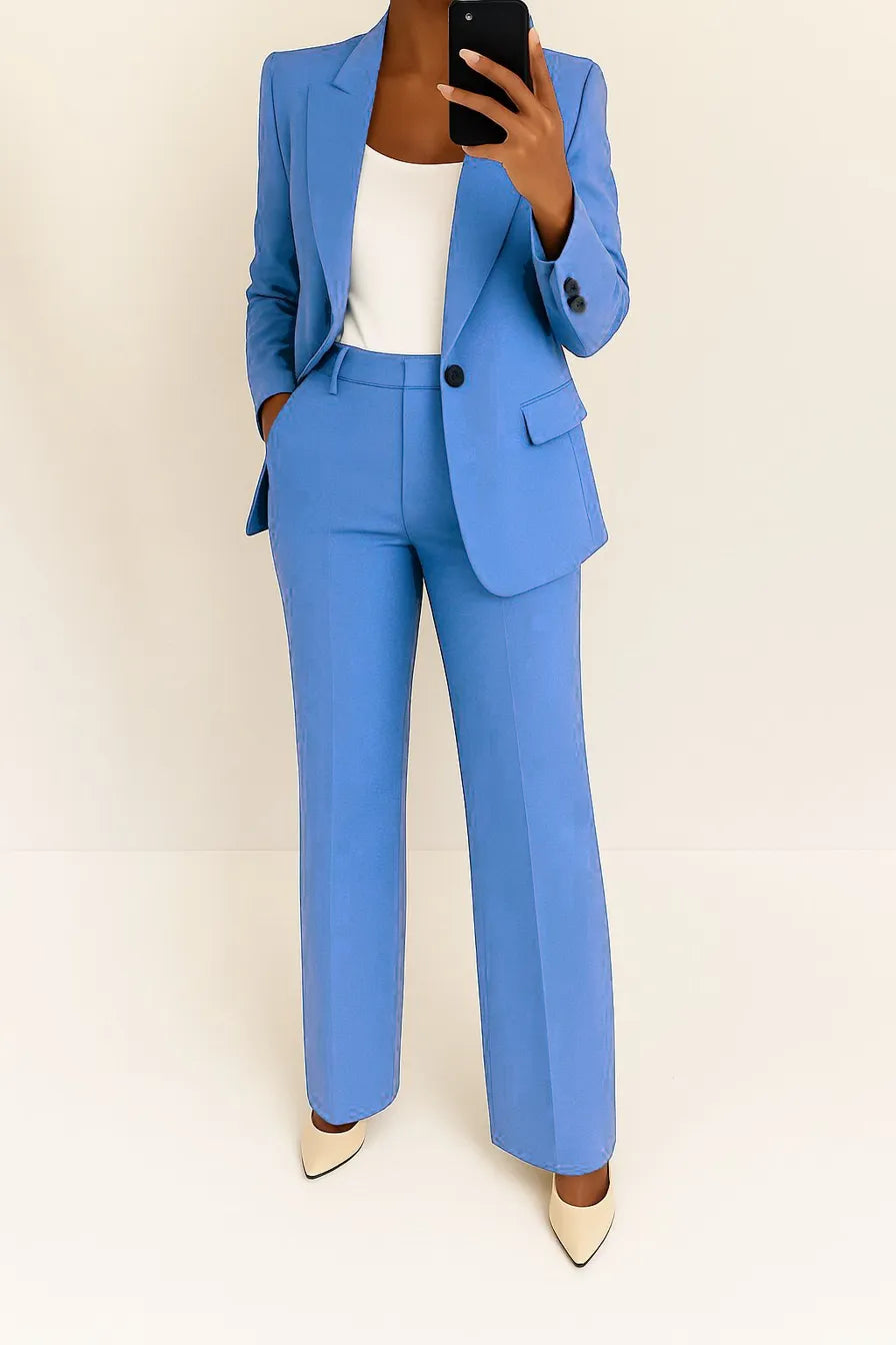 Two-Piece Women's Set with Tailored Fit – Versatile Suit with Pants Made from Polyester Blend for Women in Various Colors