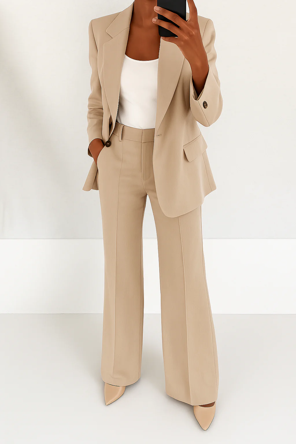 Two-Piece Women's Set with Tailored Fit – Versatile Suit with Pants Made from Polyester Blend for Women in Various Colors