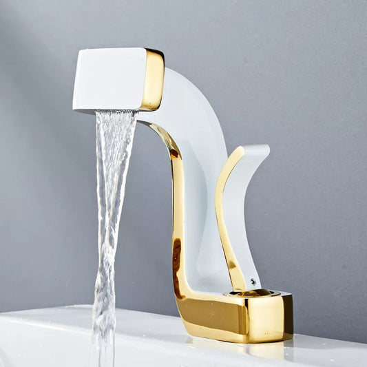 Two-Tone Quari Premium Faucet – Black and White Design – Easy Control of Hot and Cold Water – Durable Brass Construction – Modern Accent for Kitchen or Bathroom
