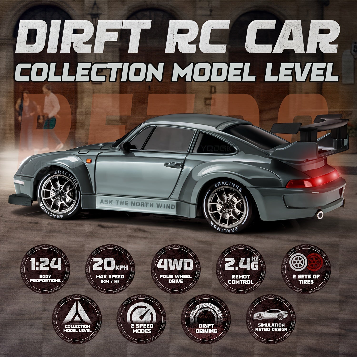 Ultimate 1:24 RC Drift Car with LED Wheels – Rechargeable 4WD Racing Toy