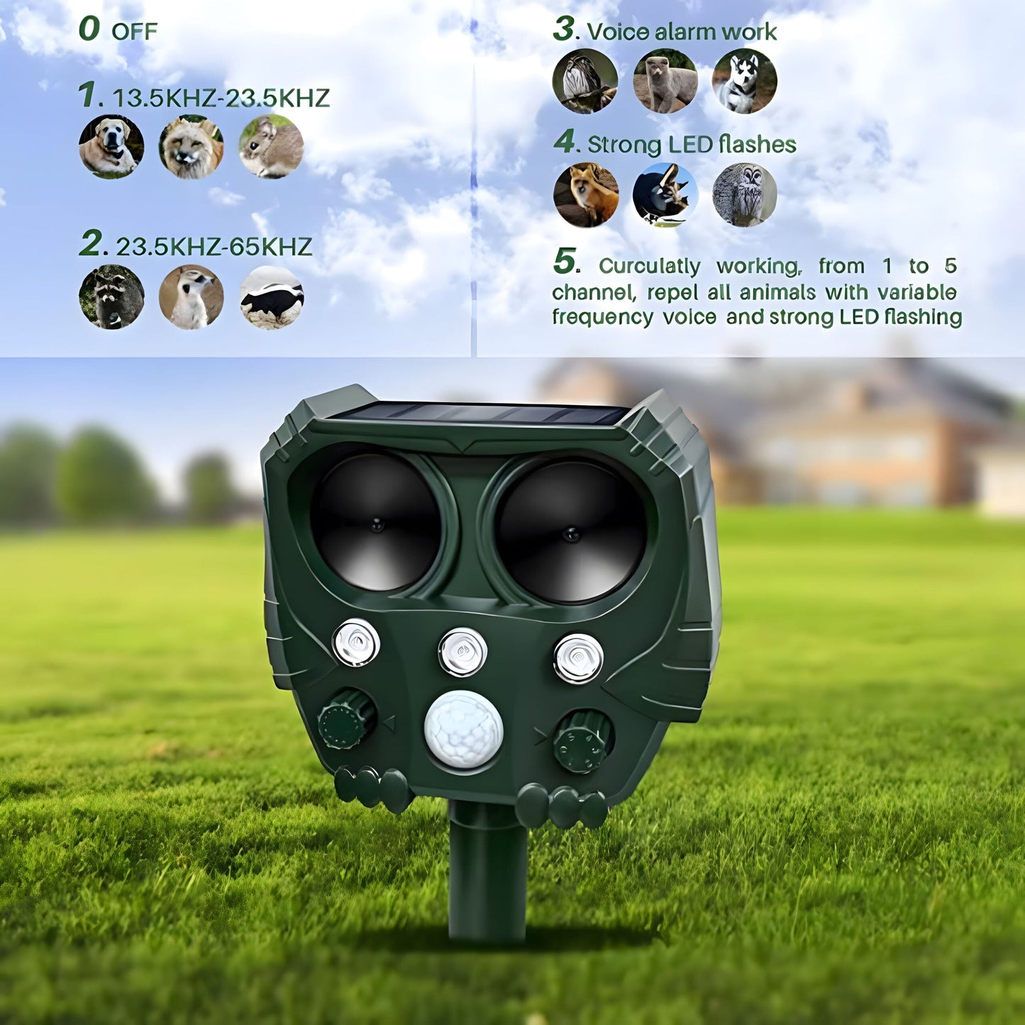 UltraSonic | Ultrasonic and Noise Sonar Repellent for Cat, Fox, Rat, Squirrel, and Dog