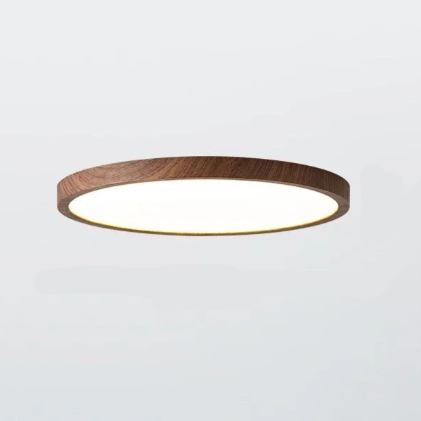 Ultrathin Walnut Circular Ceiling Light for Modern Style