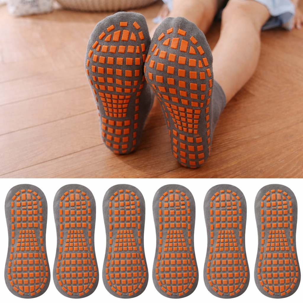 Unisex Anti-Slip Trampoline Socks - 6 Pairs for Kids & Adults