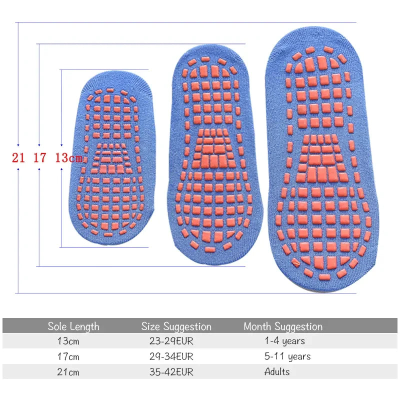 Unisex Anti-Slip Trampoline Socks - 6 Pairs for Kids & Adults