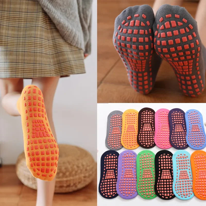 Unisex Anti-Slip Trampoline Socks - 6 Pairs for Kids & Adults