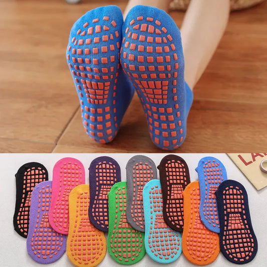 Unisex Anti-Slip Trampoline Socks - 6 Pairs for Kids & Adults