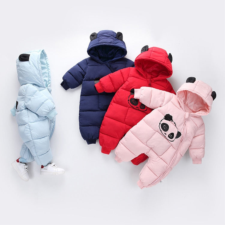 Unisex Baby Panda Hooded Fleece Romper for Infant Boys & Girls