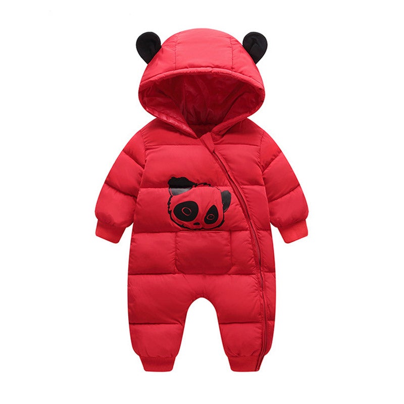 Unisex Baby Panda Hooded Fleece Romper for Infant Boys & Girls