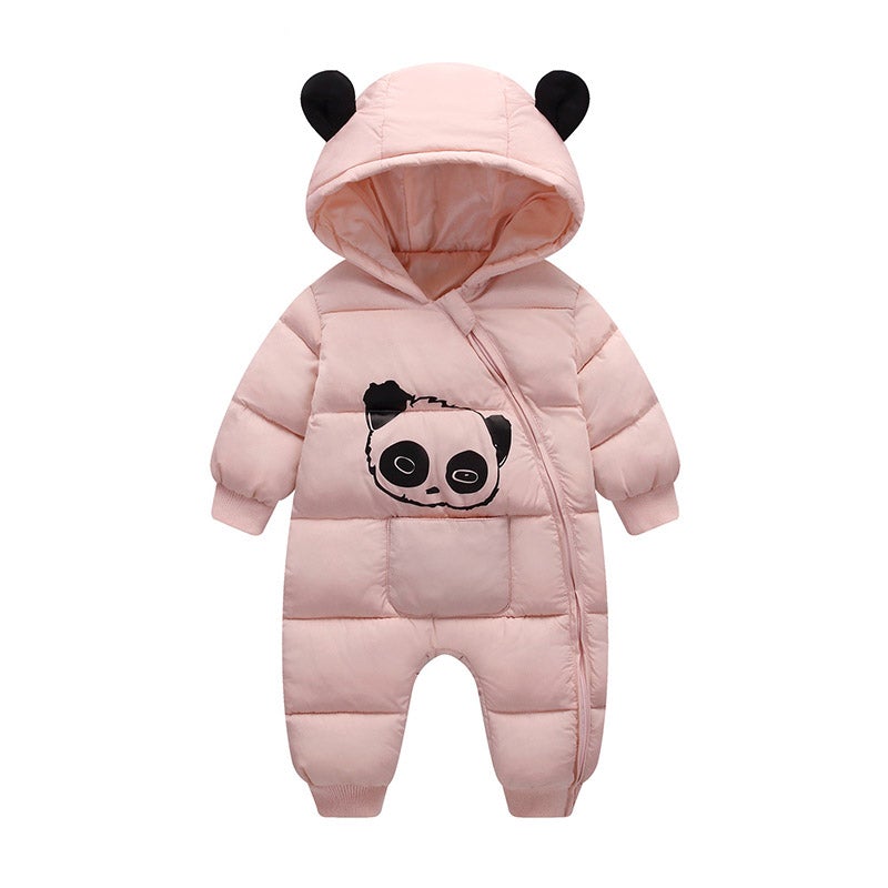 Unisex Baby Panda Hooded Fleece Romper for Infant Boys & Girls