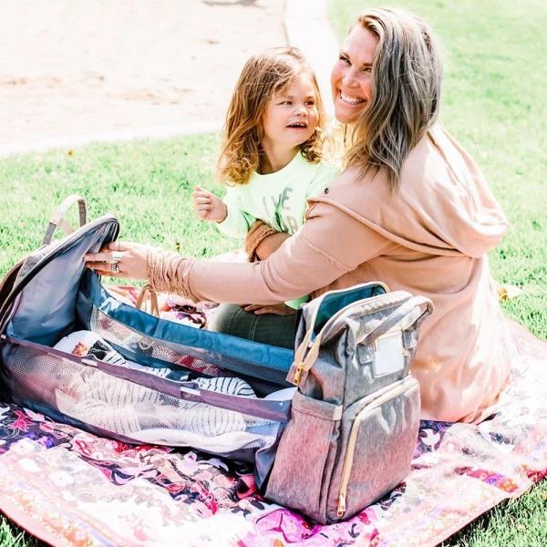 Unisex Expandable Diaper Bag Backpack with Portable Changing Station