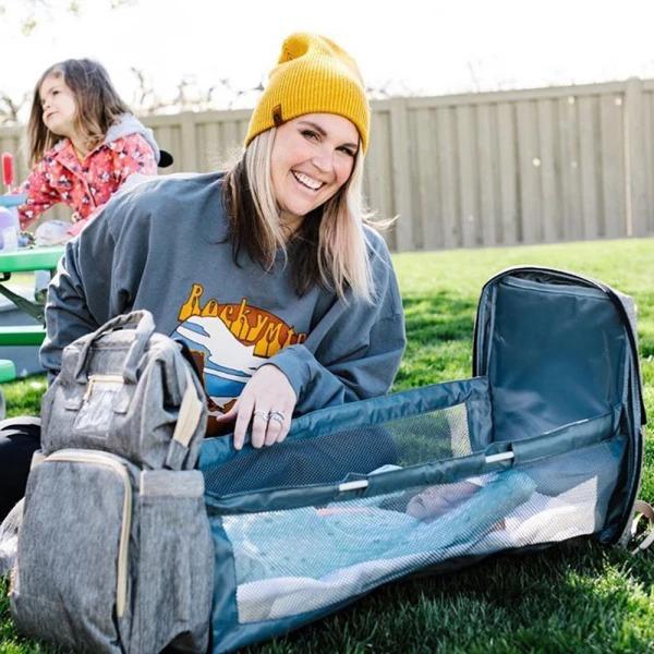 Unisex Expandable Diaper Bag Backpack with Portable Changing Station