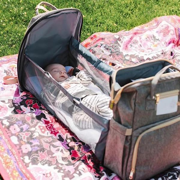 Unisex Expandable Diaper Bag Backpack with Portable Changing Station