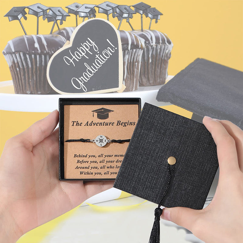 Unisex Graduation Compass Bracelet with Gift Box