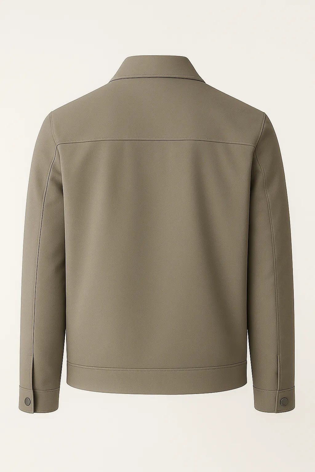 Unisex Khaki Casual Jacket with Classic Collar and Soft Plaid Lining for Changeable Weather