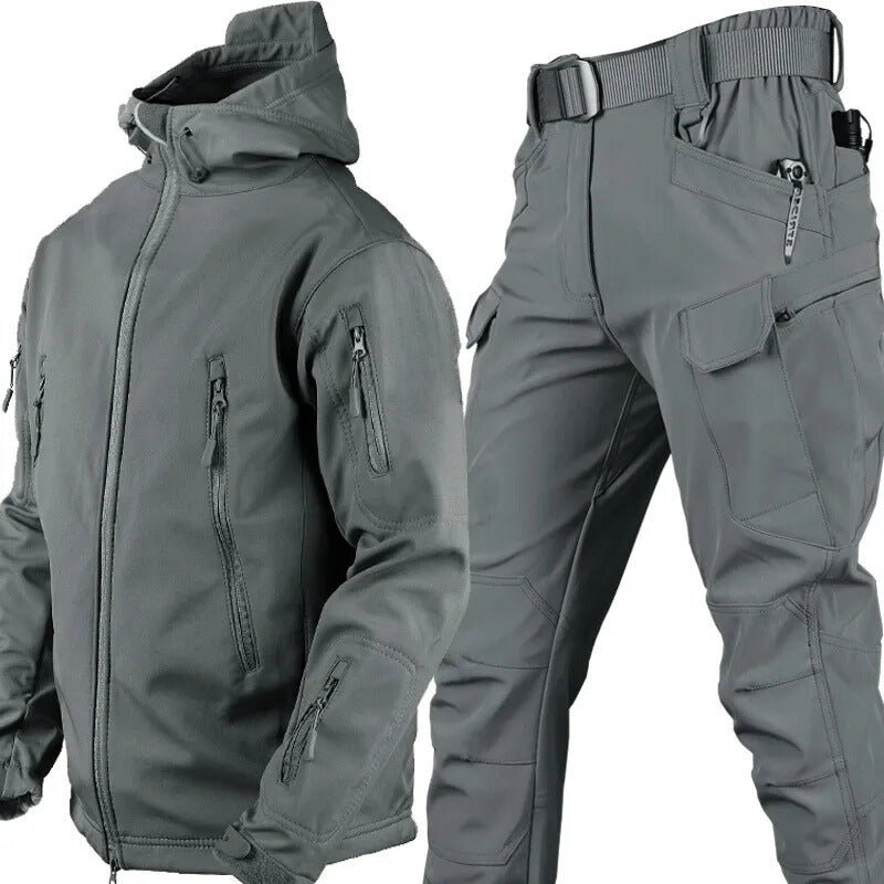 Unisex Waterproof and Windproof Fleece-Lined Outdoor Set