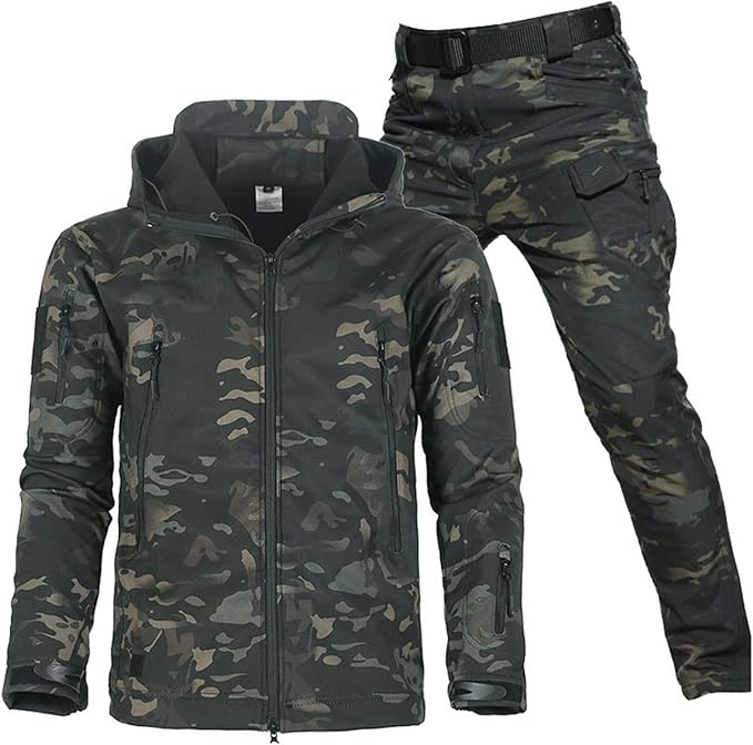 Unisex Waterproof and Windproof Fleece-Lined Outdoor Set