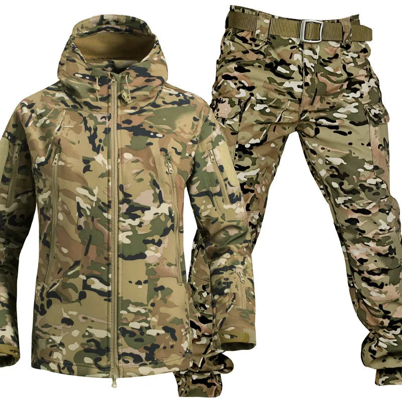 Unisex Waterproof and Windproof Fleece-Lined Outdoor Set