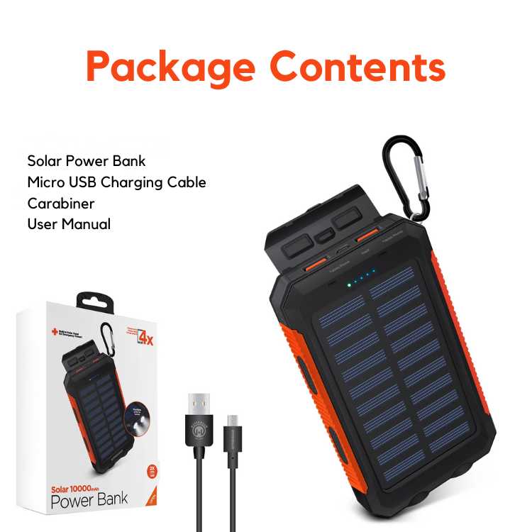 Universal 10000mAh Solar Power Bank for Outdoor & Emergency Use