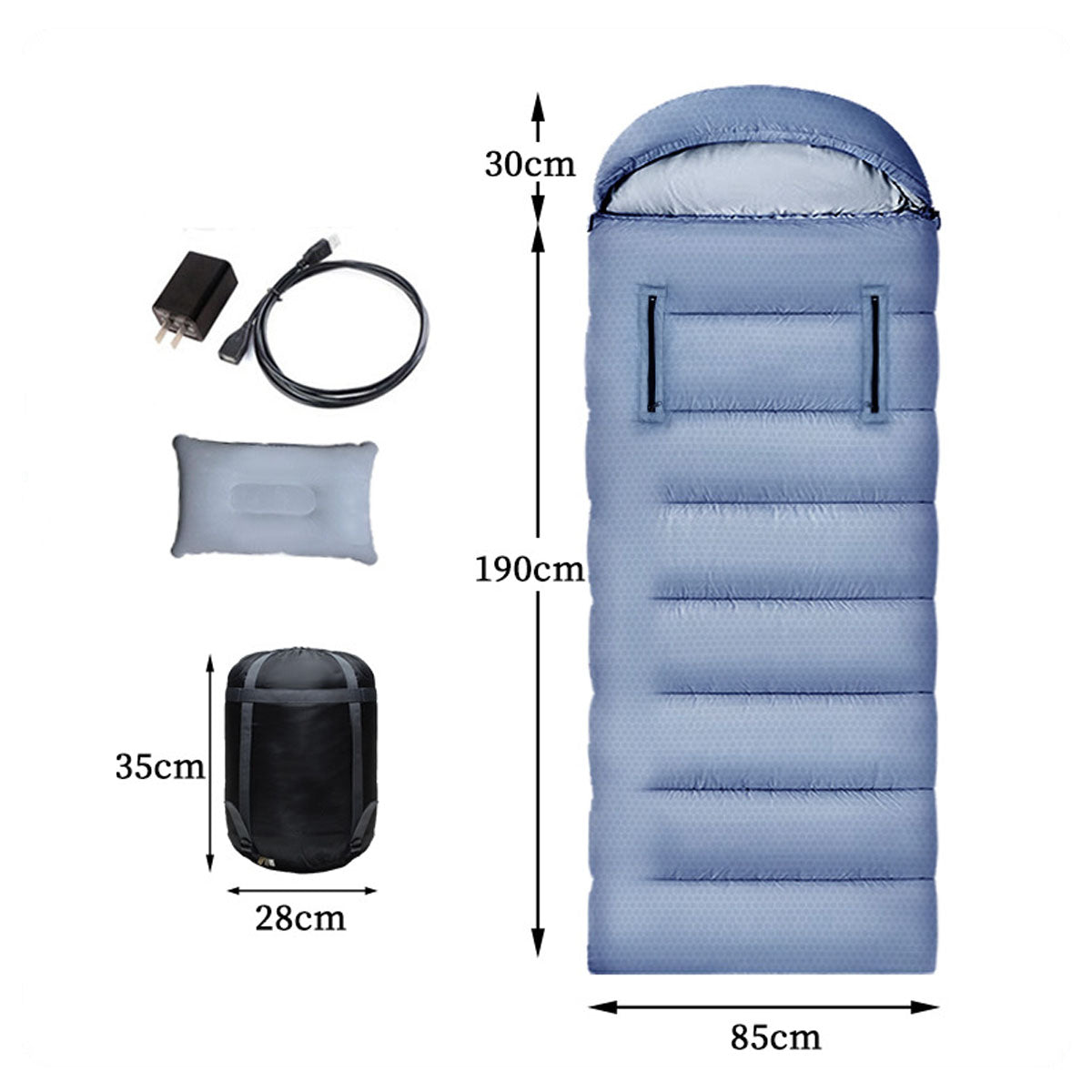 USB Heated Sleeping Bag for Winter Camping