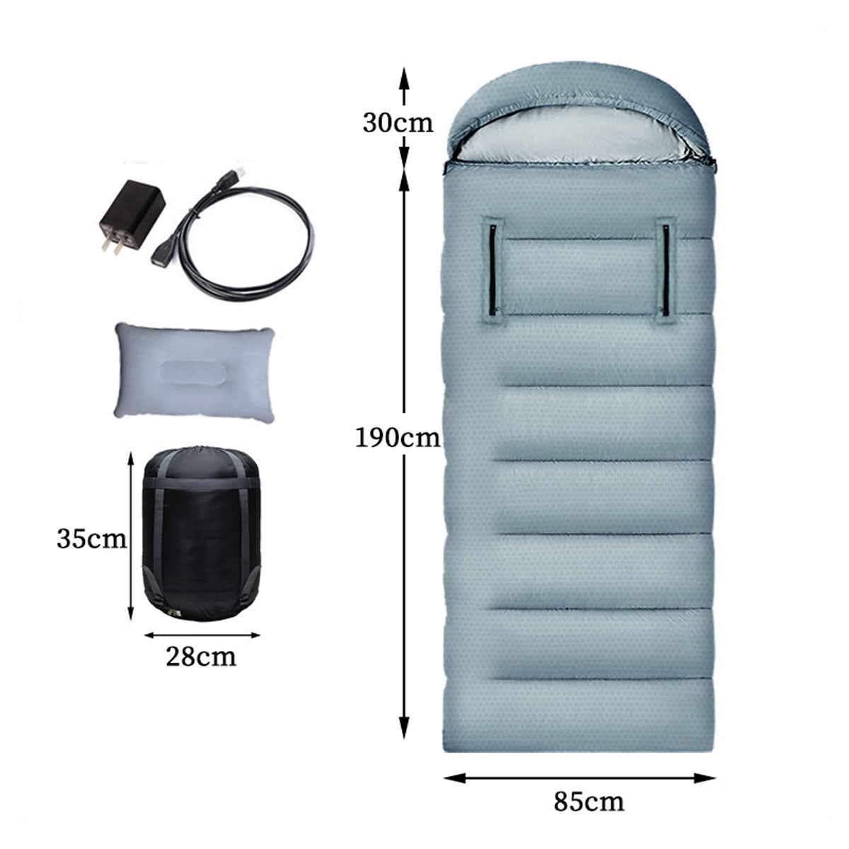 USB Heated Sleeping Bag for Winter Camping