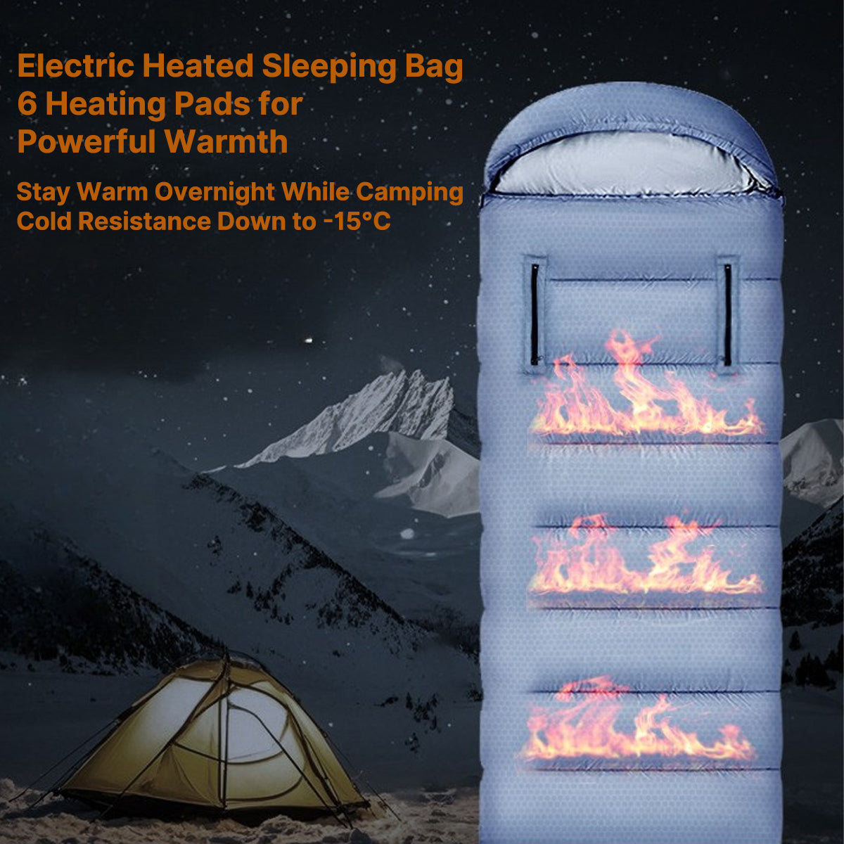 USB Heated Sleeping Bag for Winter Camping
