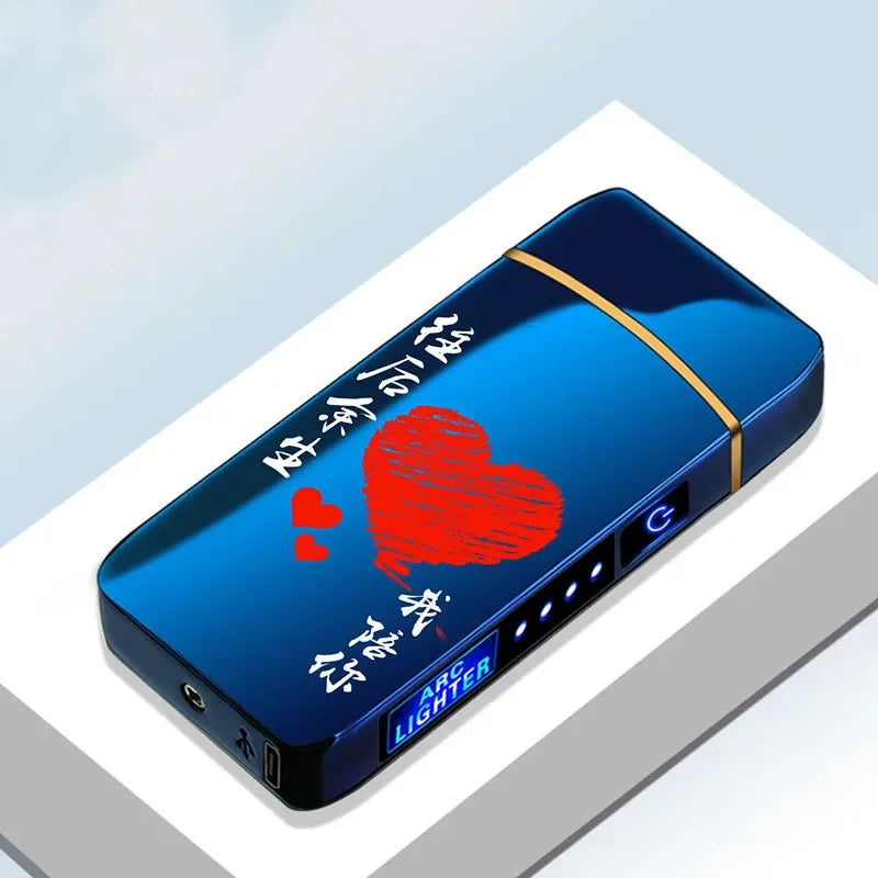 USB Plasma Lighter with Double Flame – Blue Metal Construction