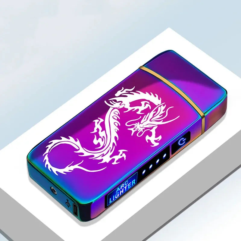 USB Plasma Lighter with Double Flame – Blue Metal Construction