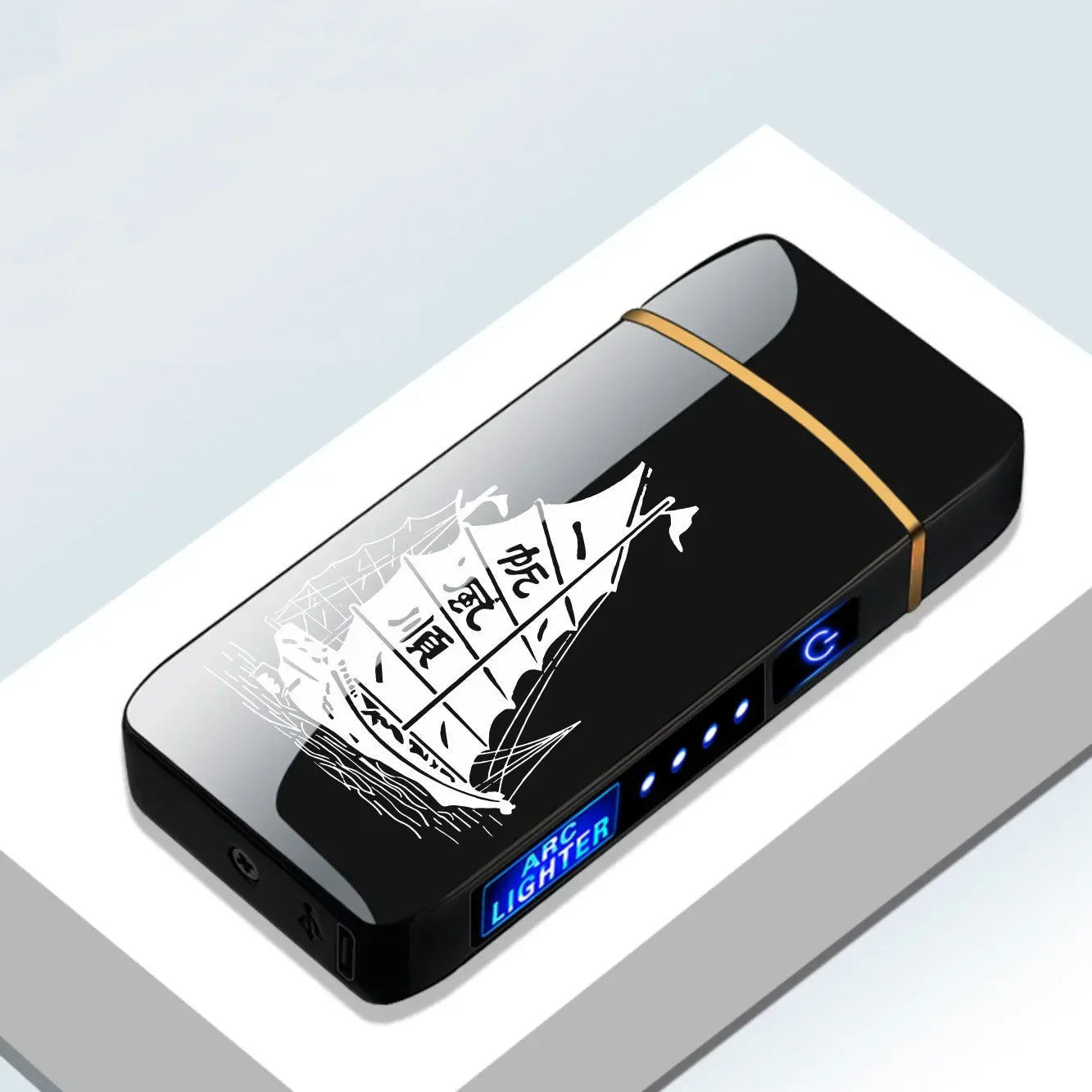 USB Plasma Lighter with Double Flame – Blue Metal Construction