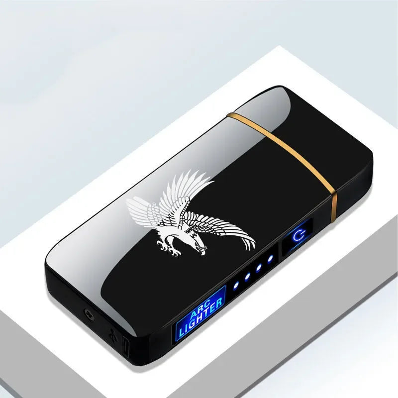 USB Plasma Lighter with Double Flame – Blue Metal Construction