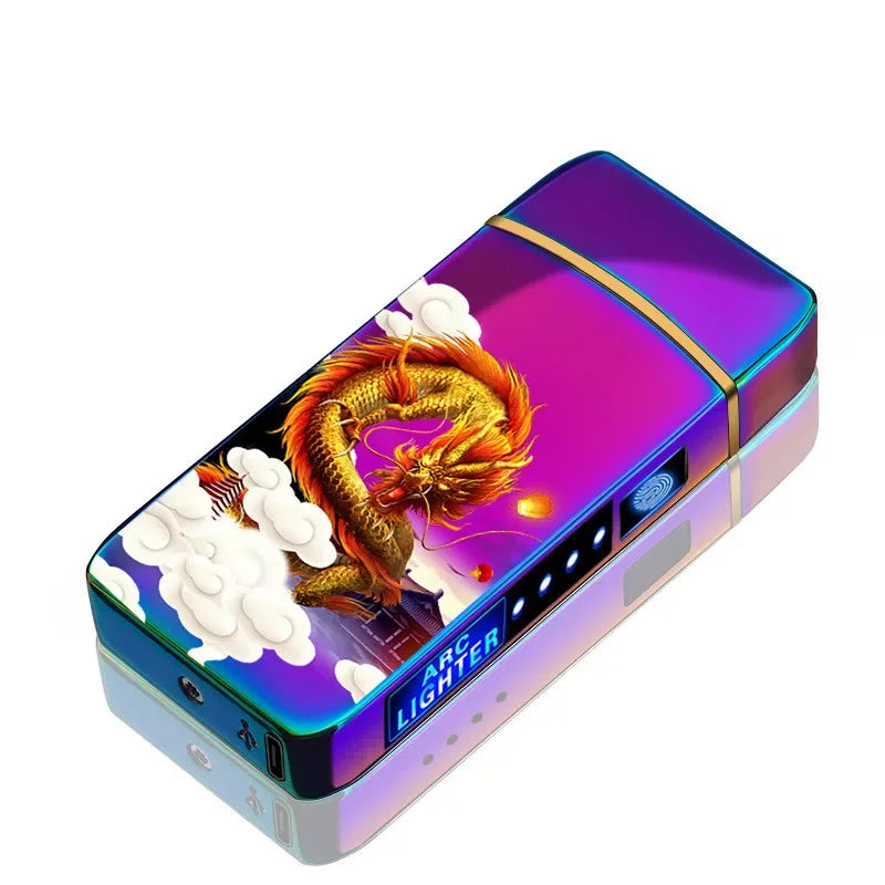 USB Plasma Lighter with Double Flame – Blue Metal Construction