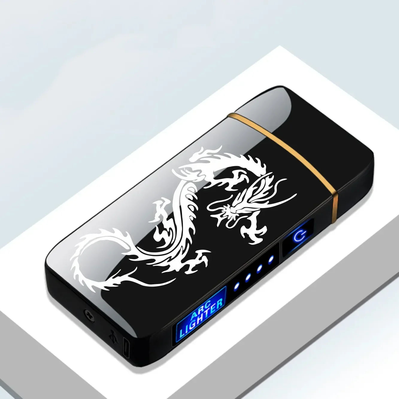 USB Plasma Lighter with Double Flame – Blue Metal Construction