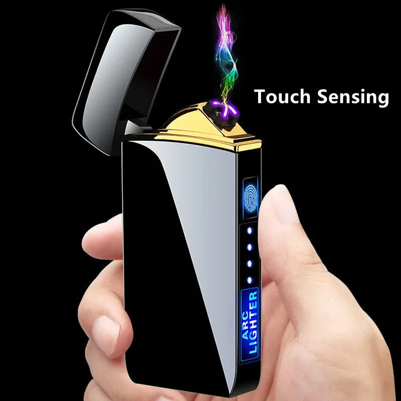 USB Plasma Lighter with Double Flame – Blue Metal Construction