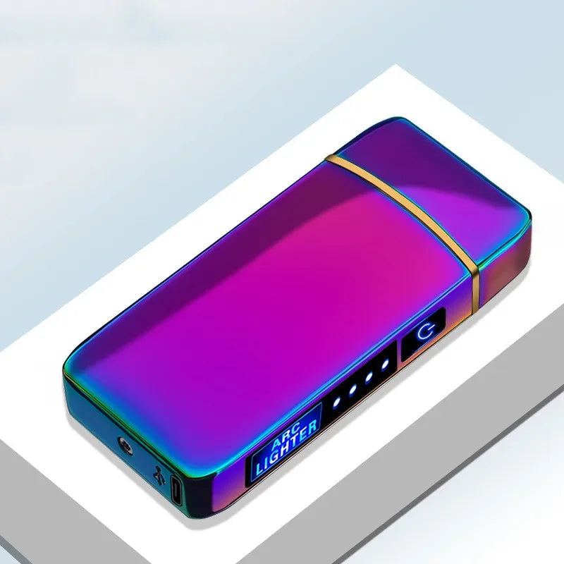 USB Plasma Lighter with Double Flame – Blue Metal Construction