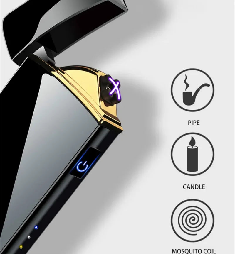 USB Plasma Lighter with Double Flame – Blue Metal Construction