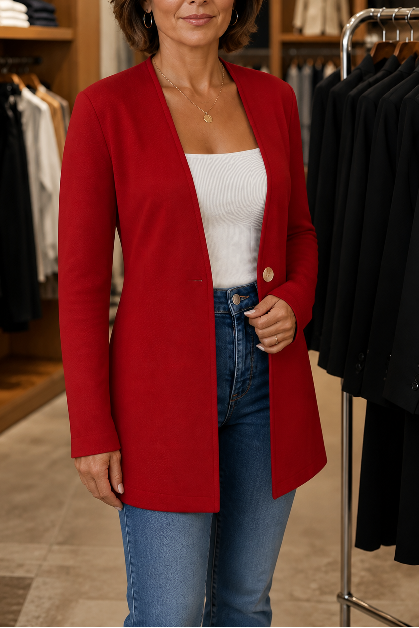 V-Neck Single-Button A-Line Blazer